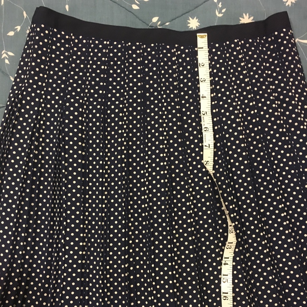 J. Crew Pleated Navy Polkadot Skirt